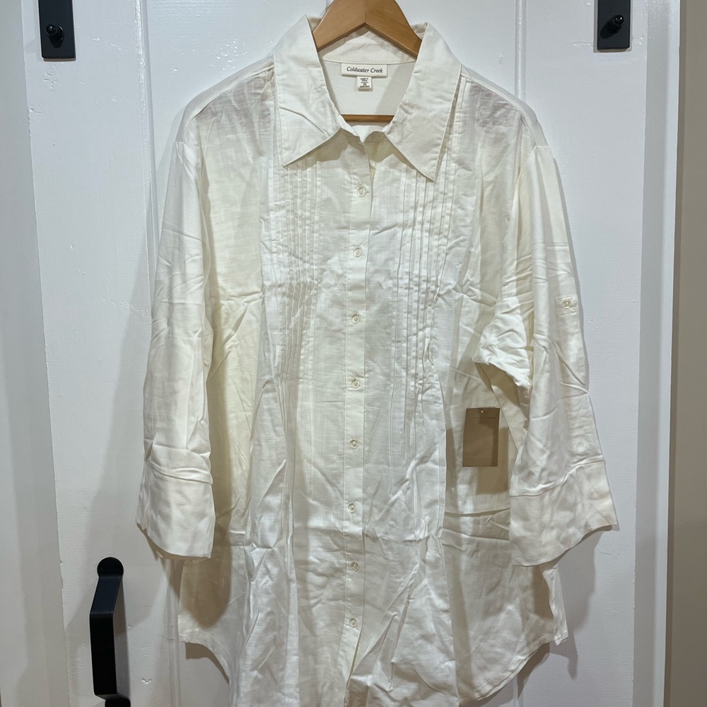 Coldwater Creek Cream Button-Up Blouse